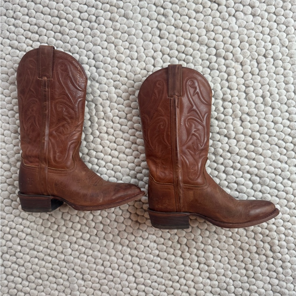 Frye Brown Leather Cowboy Boots